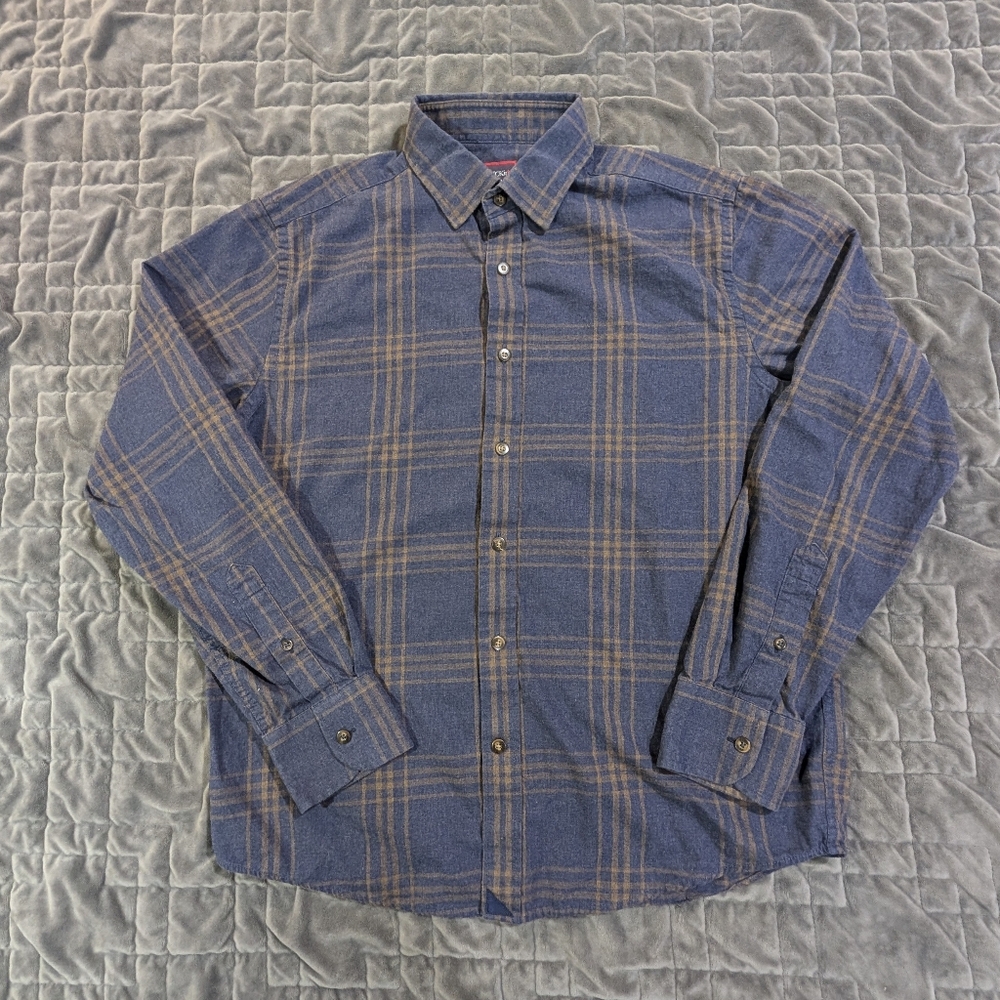 UNTUCKit Blue Flannel Men Cotton Shirt Slim Fit‎ | Sz M
